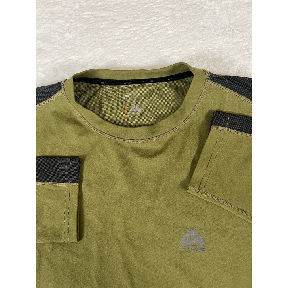 Vintage‎ Nike ACG FitDRY Olive Green L/S Baselayer Thermal Shirt Men's XL